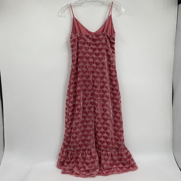 Betsey Johnson Pink Velvet Heart Ruffle Hi-Low Midi Dress | Size 0 - Picture 5 of 8